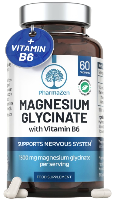 PharmaZen Magnesium Glycinate capsules with Vitamin B6, 60 capsules