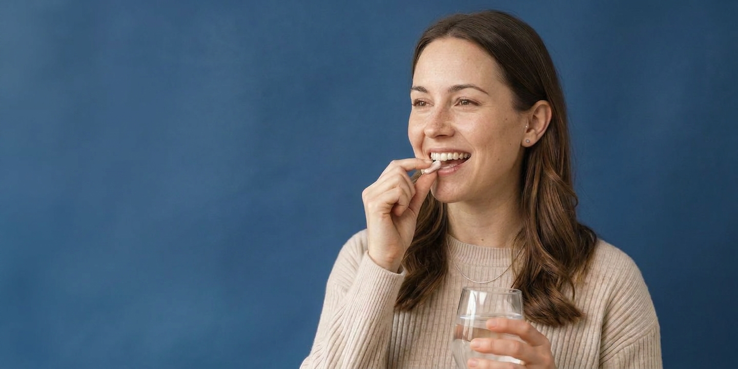 Woman taking a supplement