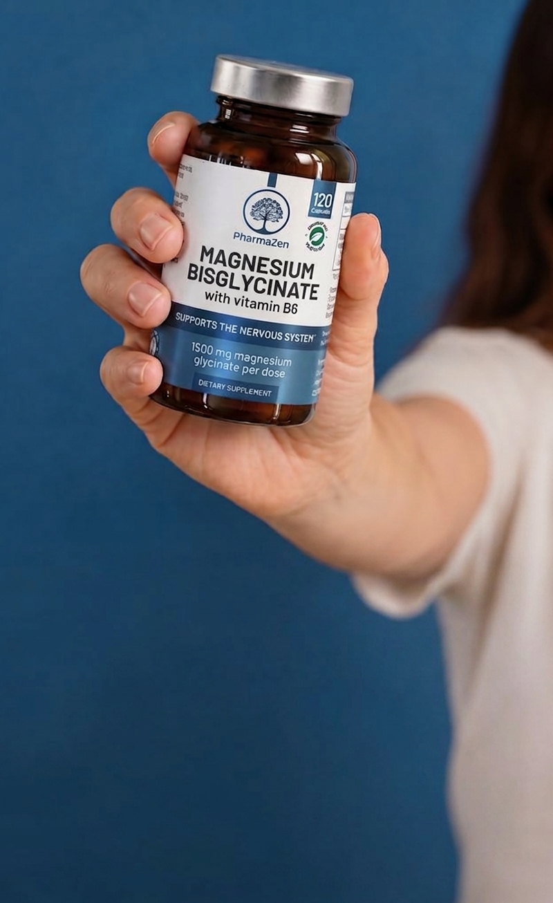 Woman holding PharmaZen Magnesium Bisglycinate